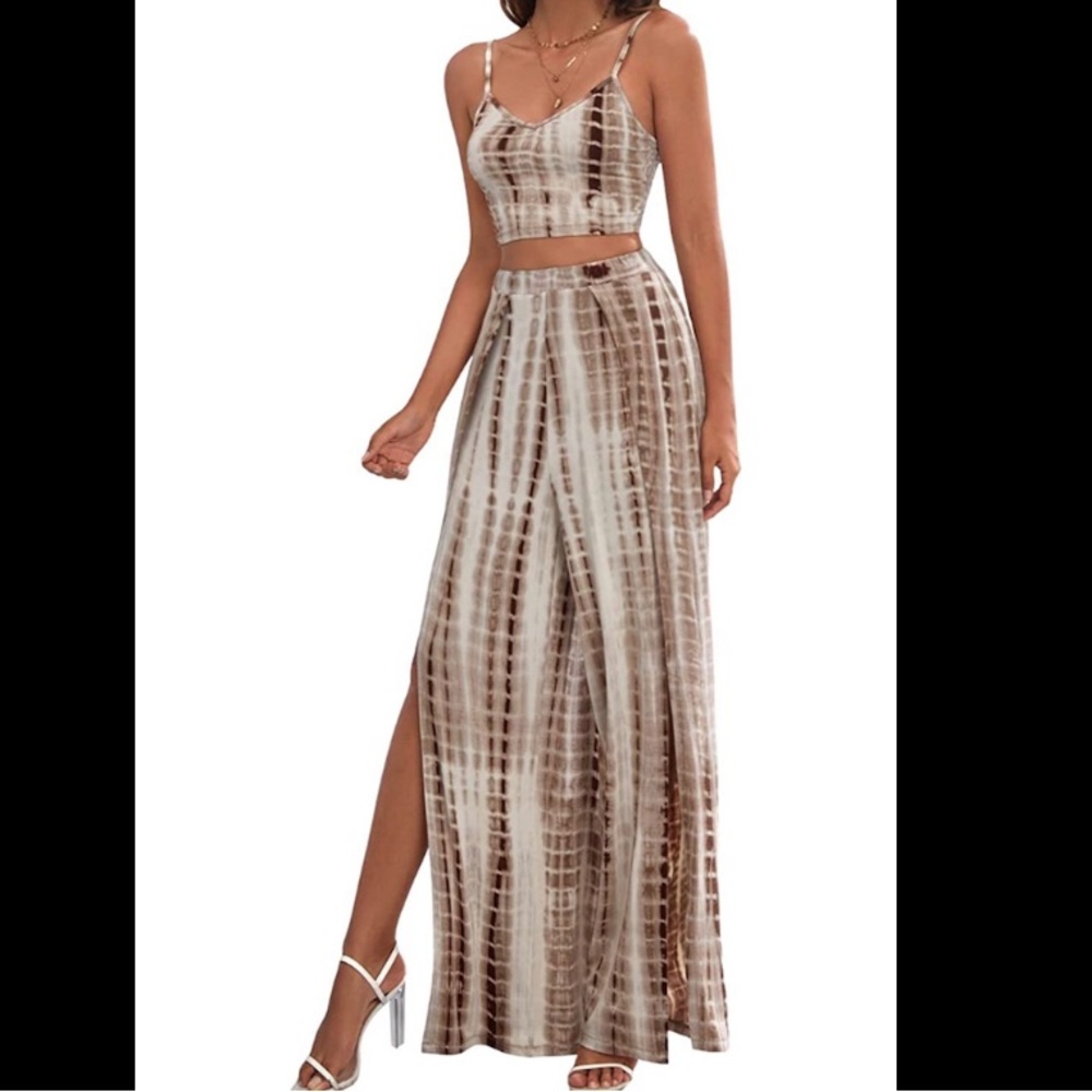 NWOT Crop Top and Slit Leg Pant Set